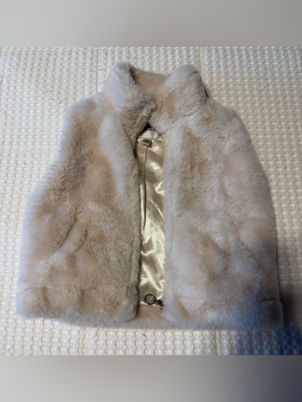 Plush Faux Fur Jacket in Light Beige